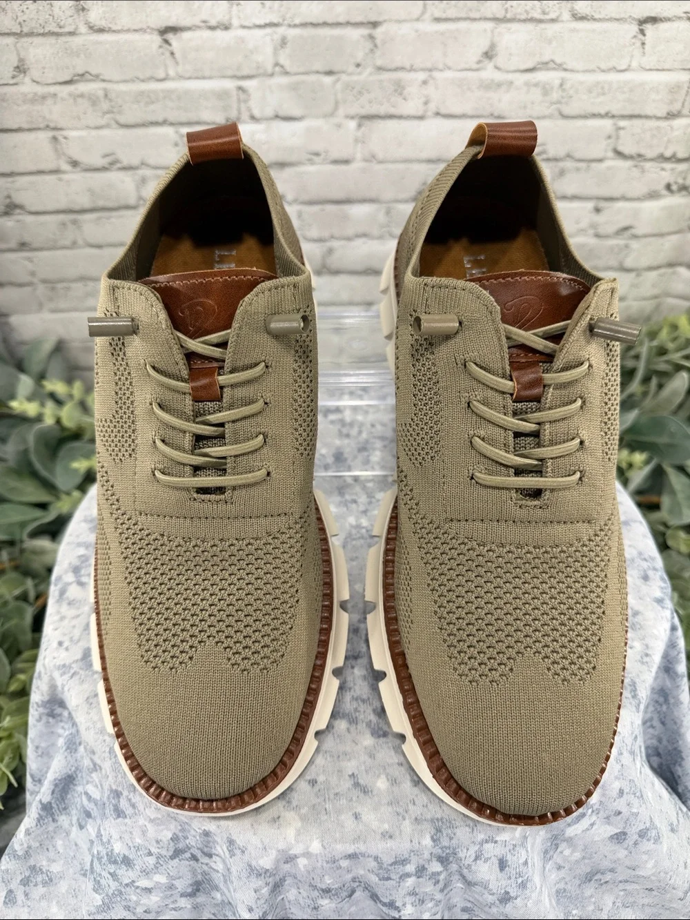 LEISURE “Wear Breeze” Taupe Stretch-Knit Ultra Light Casual Oxfords Mens 7.5M
